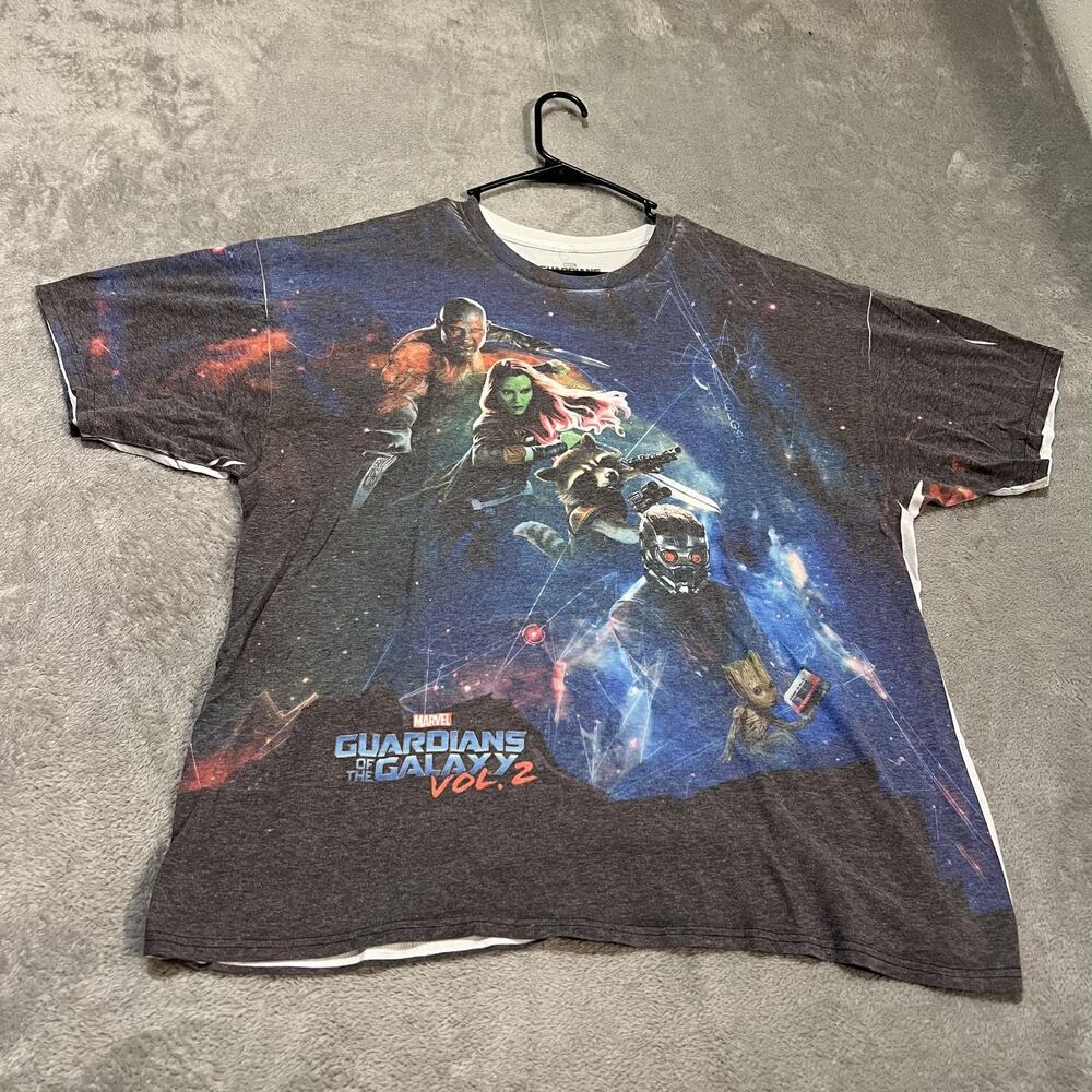 Marvel Guardians of the Galaxy Vol 2 Shirt Mens 2XL Gray All Over Print Graphic